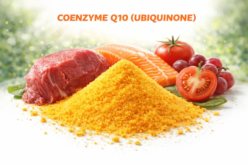 Coenzyme Q10 powder antioxidant ingredient used in cellular energy support supplements